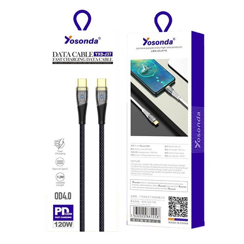 کابل شارژ YOSONDA YXD-J37 120W تایپ سی به تایپ سی - Image 2