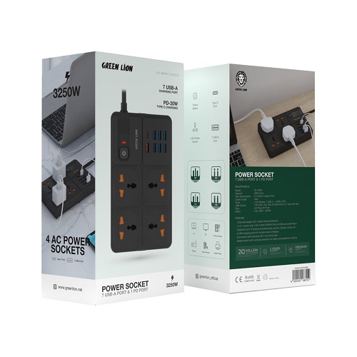 چندراهی شارژر رومیزی Green Lion Power Socket - Image 2