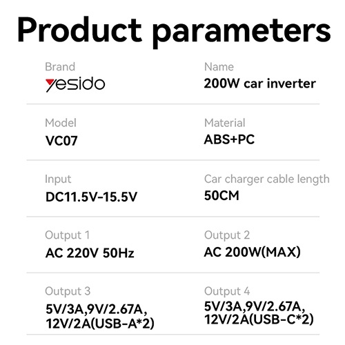 اینورتر چندراهی فندکی یسیدو YESIDO VC07 - Image 4