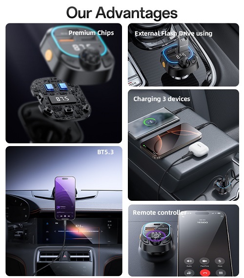 شارژر فندکی اف ام پلیر یسیدو YESIDO Y7015W - Image 2