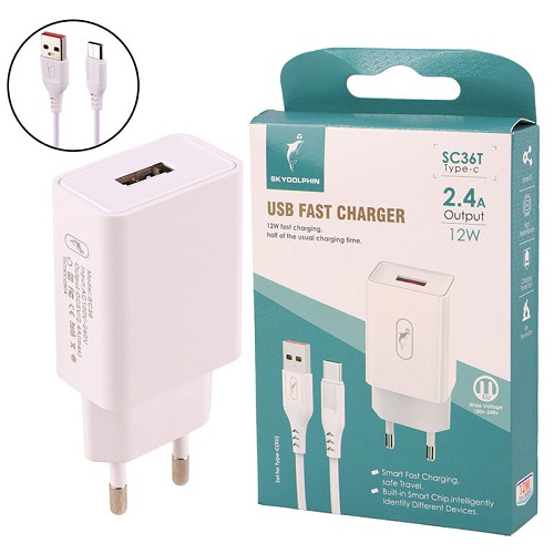 شارژر دیواری تایپ سی SKY DOLPHINE SC36T 12W